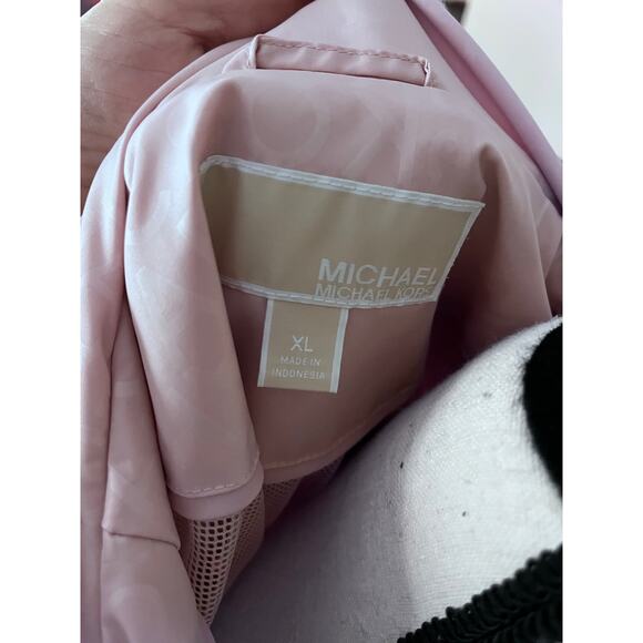 Michael Kors Jacket Women's xl Pink logo Hooded Zip Jacket - Picture 2 of 7